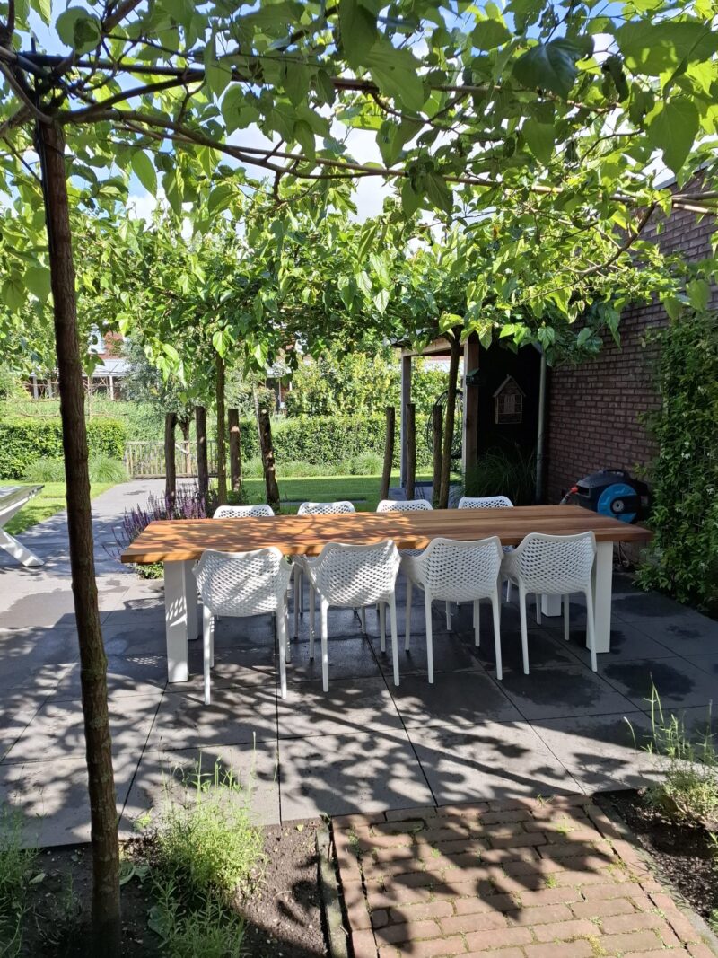 Tuinstoel wit hardhouten tuintafel