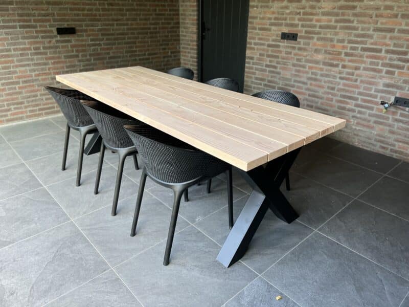 Tuinset 6 personen 240cm Rechthoekig van onbehandeld douglas hout