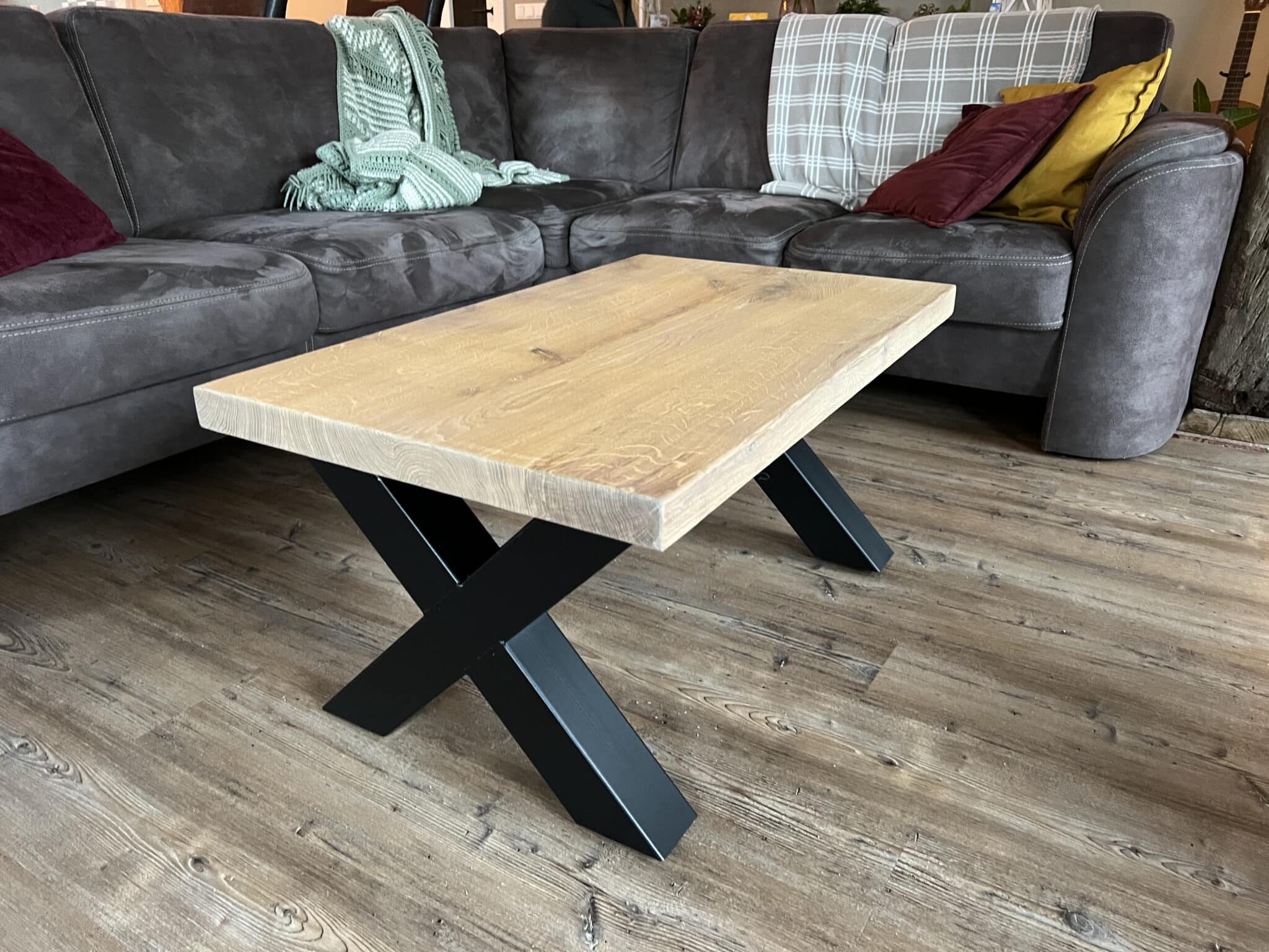 Eiken salontafel X poot