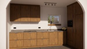Keuken noten 3D visualisatie