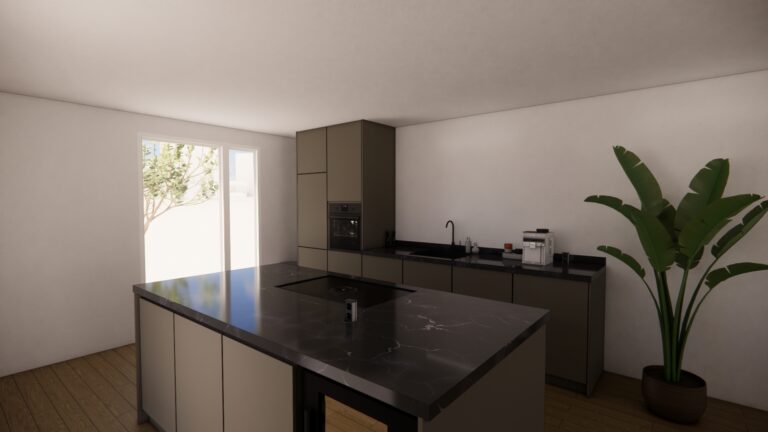 Moderne keuken op maat met een combinatie van donkergroen en keramiek met apparatuur van Bora en Siemens.