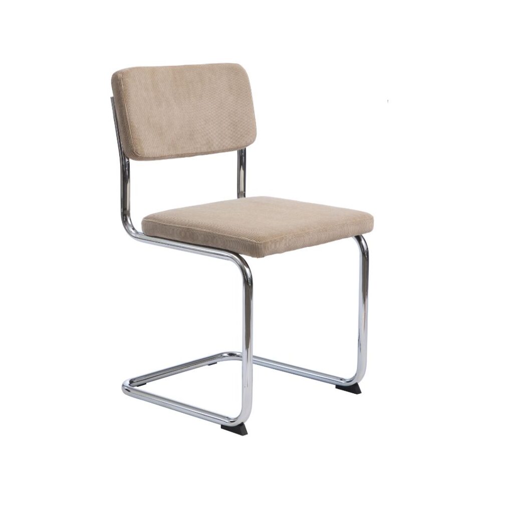 Beige Ribstoel met Chrome frame