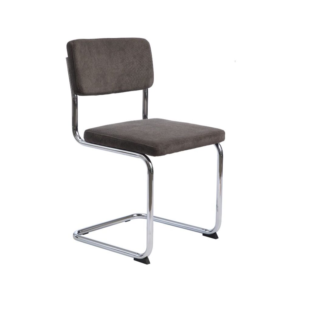 Grijze Ribstoel met Chrome frame