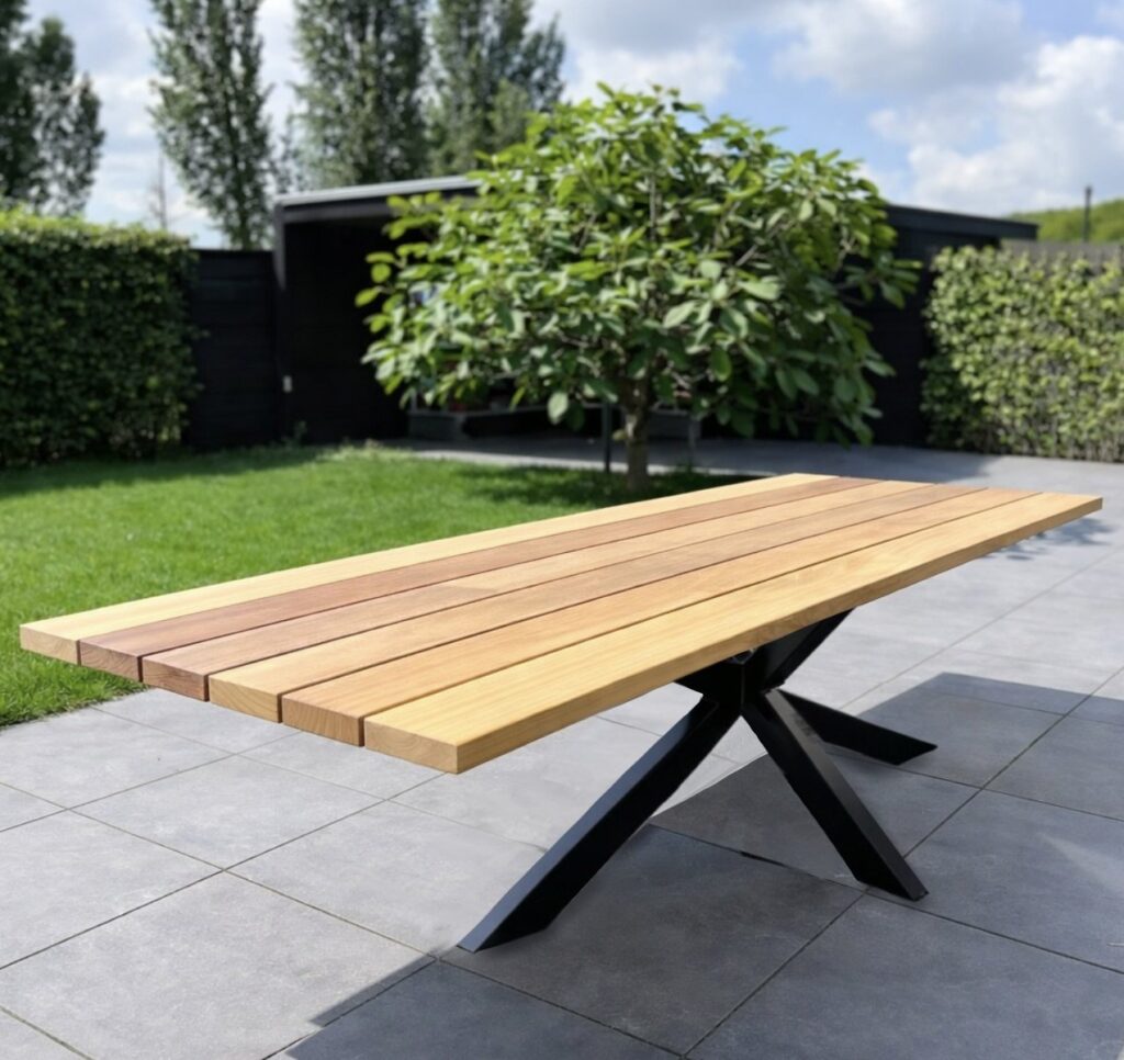 Tuintafel Iroko Rechthoekig | Matrix poot staal