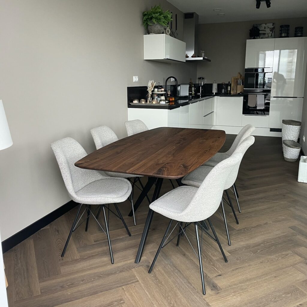 Noten eettafel half ovaal stel zelf samen