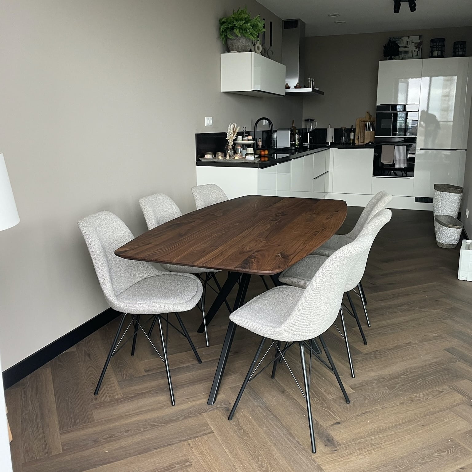 Noten eettafel half ovaal stel zelf samen