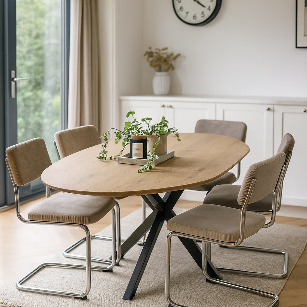 Organische tafel kiezel met stalen poten