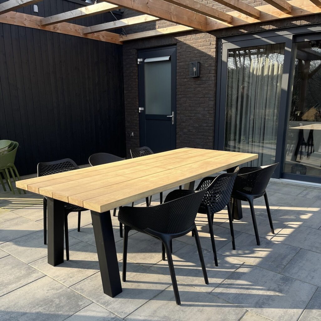 Tuinset 6 personen 240cm Rechthoekig Iroko met stoelen Senna A zonder ligger(1)