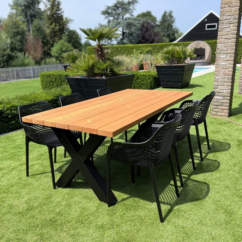 Tuinset 6 personen 240cm van Douglas hout. Tuintafel met stoelen voor 6 personen