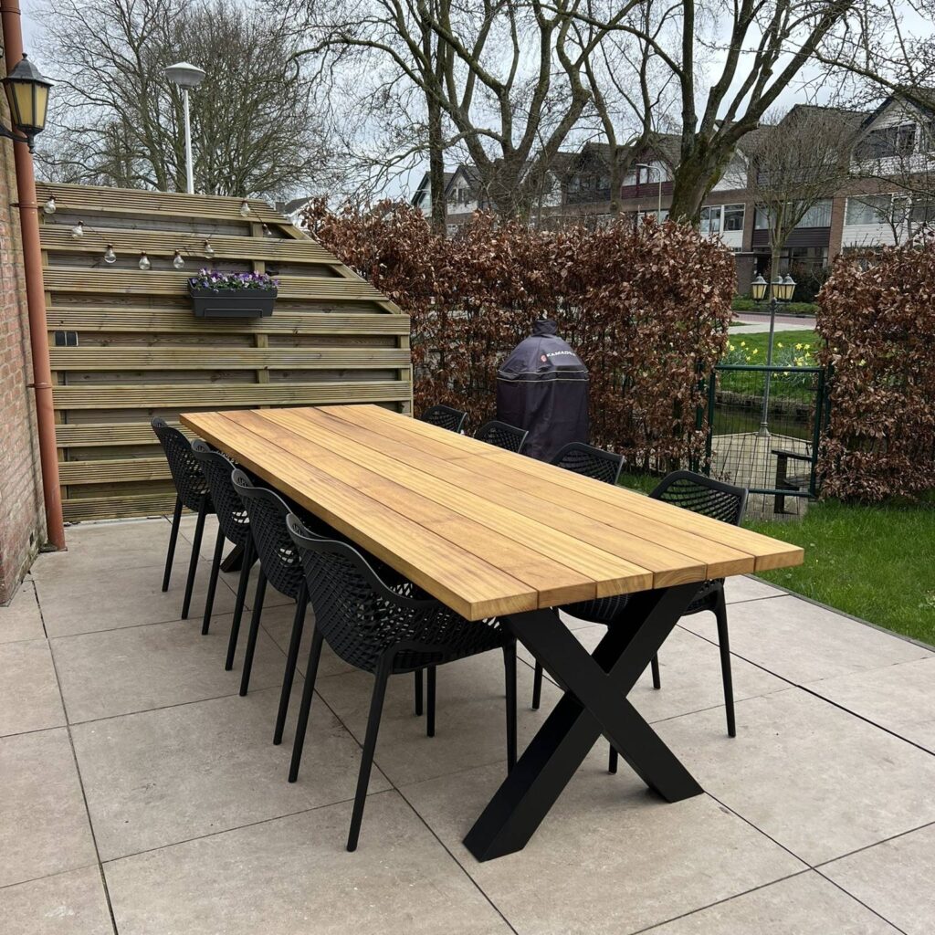 Tuintafel Iroko 8 personen 300cm X poot Tuinstoel Senna (1) 2