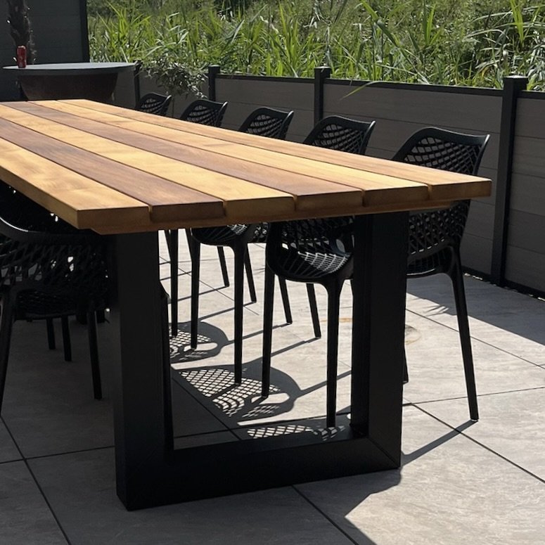 U poten staal tuintafel iroko