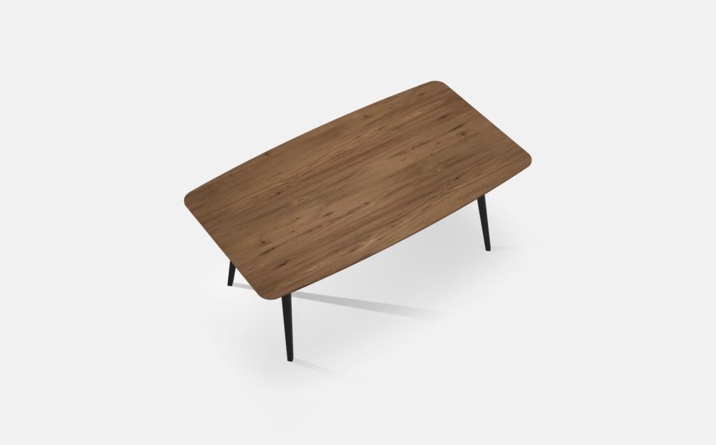 Eettafel Half Ovaal Noten Tapse Poten 180cm2