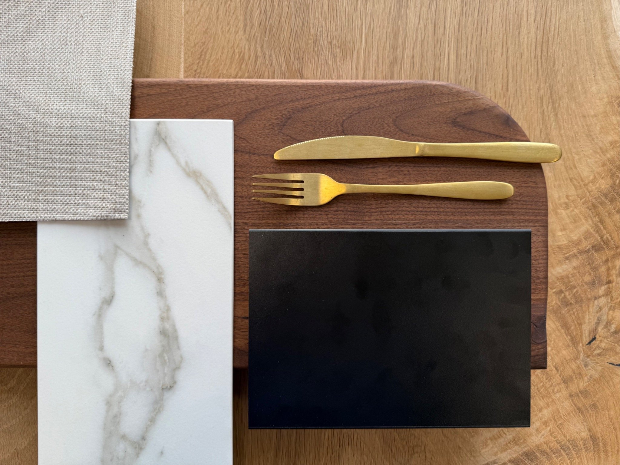 Flatlay materiaalkeuze