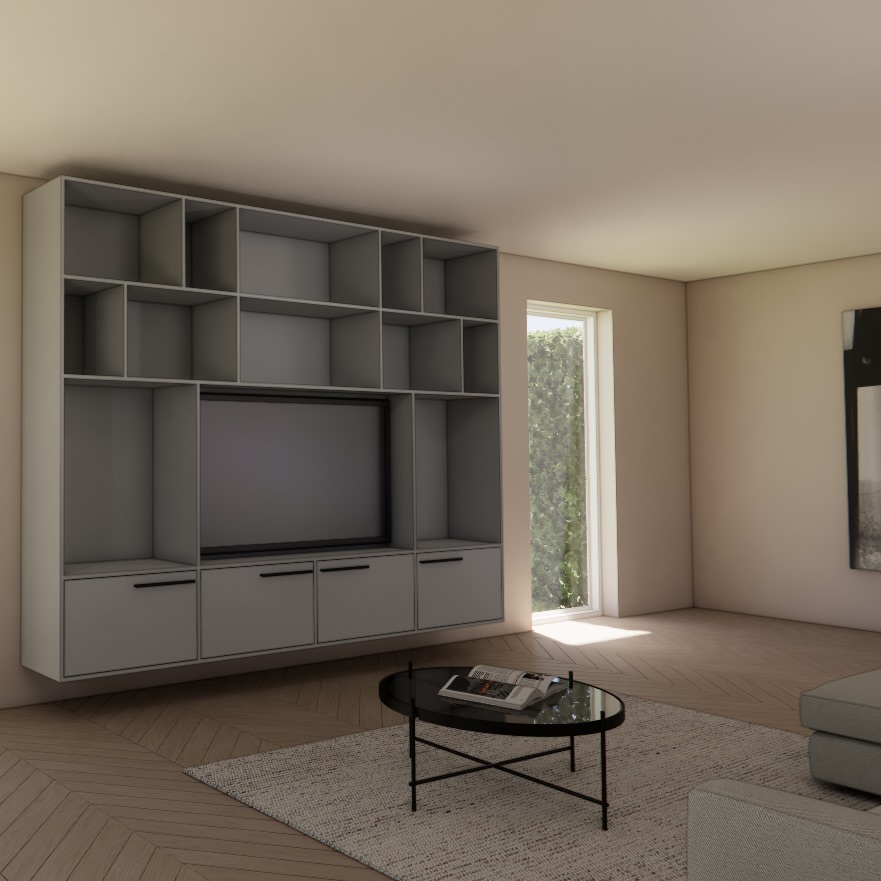 Tv meubel Anna modern design wandmeubel – 3D visualisatie
