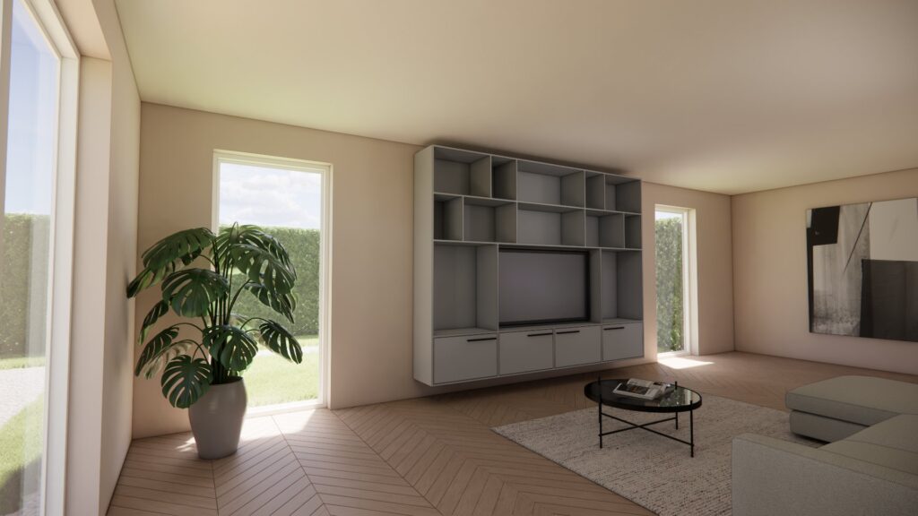 Tv meubel Anna modern design wandmeubel – 3D visualisatie