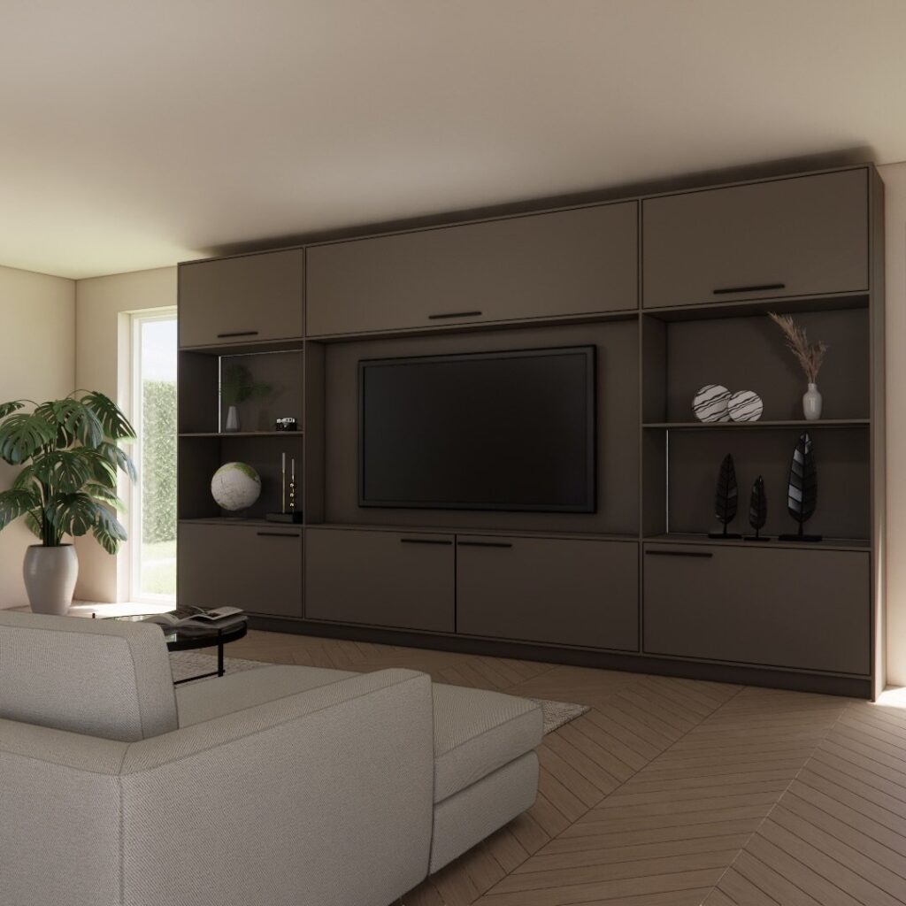 Tv meubel Elvi modern design wandmeubel met ledverlichting – 3D visualisatie