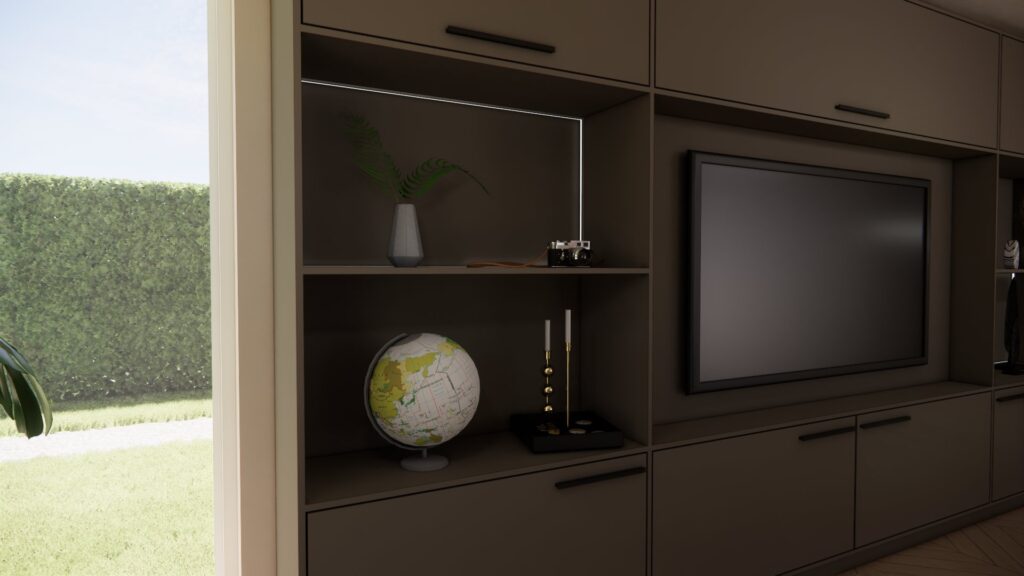 Tv meubel Elvi modern design wandmeubel met ledverlichting – 3D visualisatie