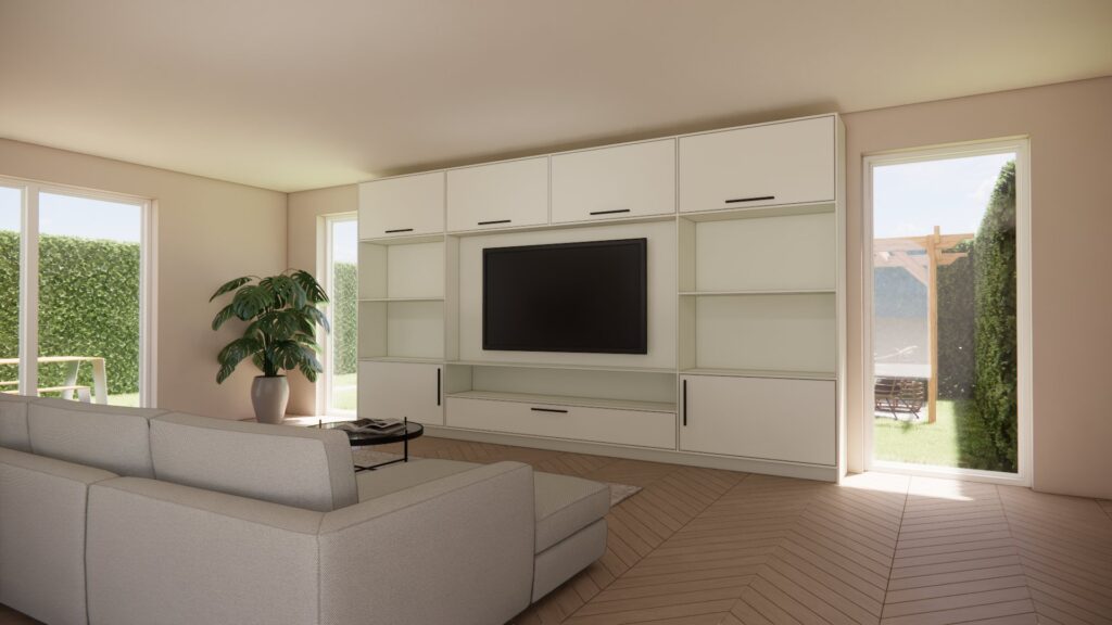 Tv meubel Lina modern design wandmeubel – 3D visualisatie