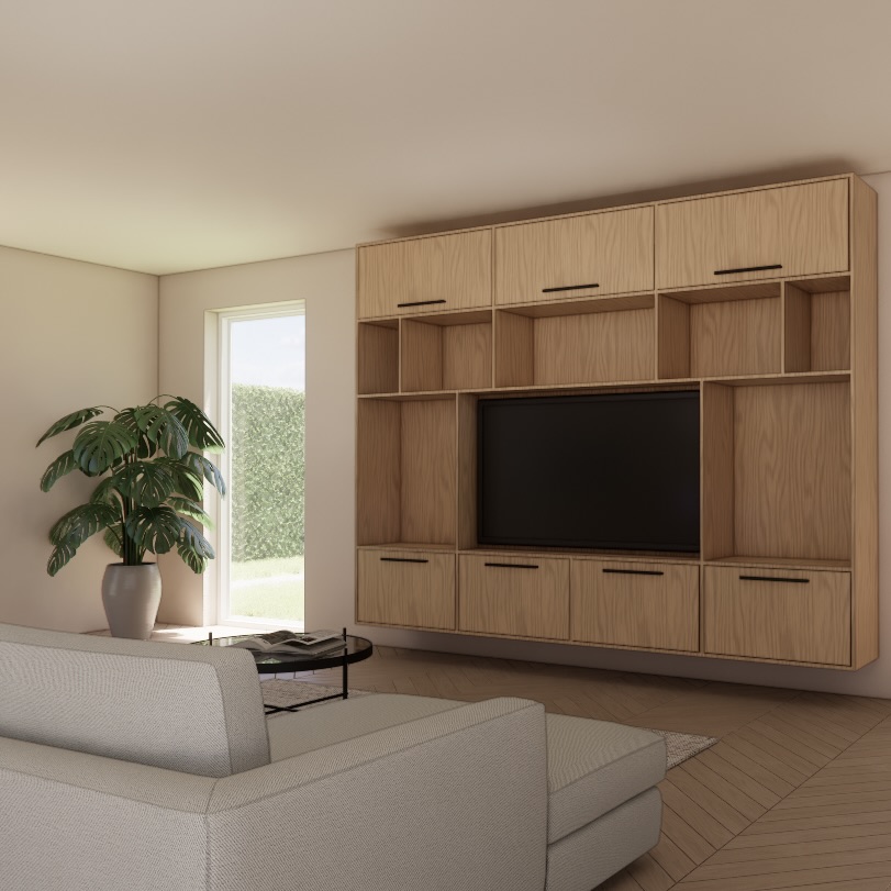 Tv meubel Liv modern design wandmeubel – 3D visualisatie