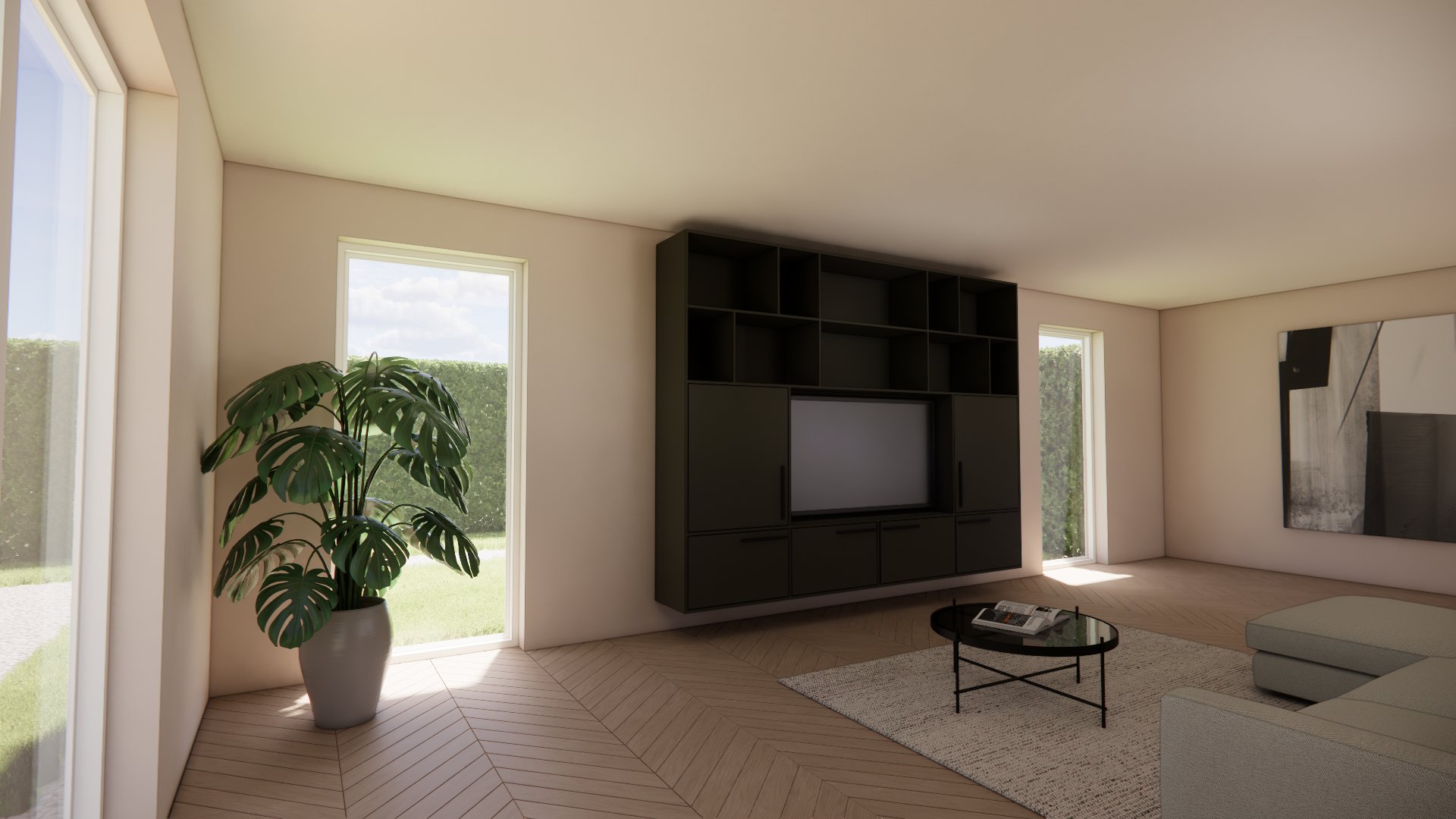 Tv meubel Maia modern design wandmeubel – 3D visualisatie