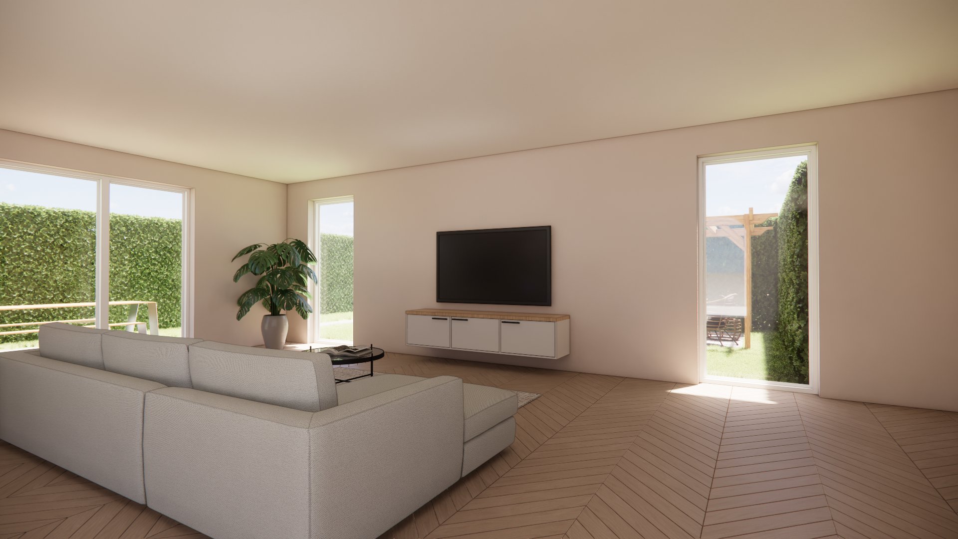 Tv meubel Meja modern design wandmeubel – 3D visualisatie