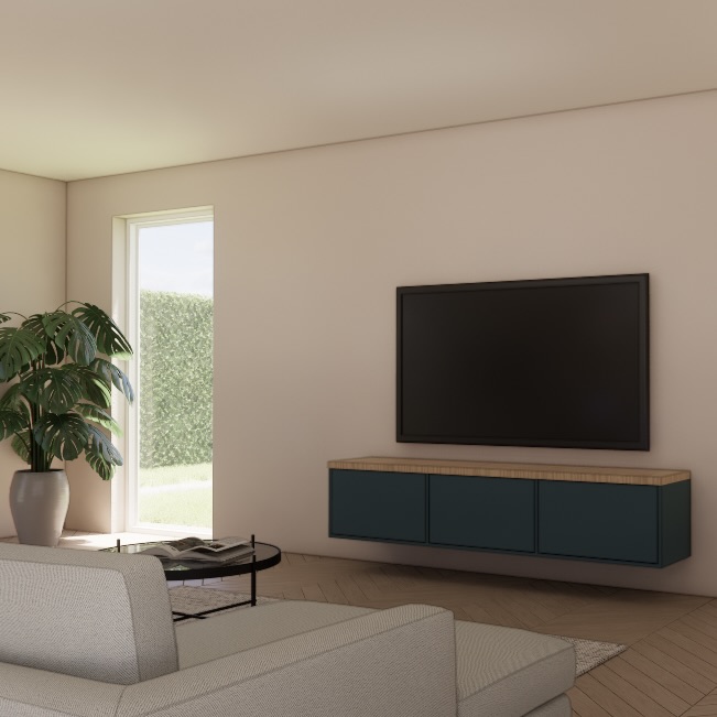 Tv meubel Nomi modern design wandmeubel – 3D visualisatie