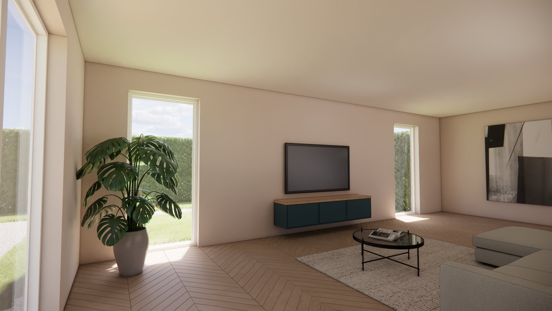 Tv meubel Nomi modern design wandmeubel – 3D visualisatie