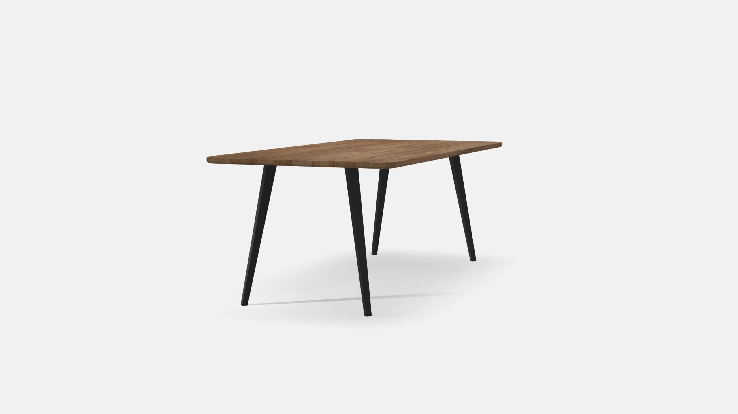 Eettafel Ronde Hoeken Noten Tapse poten 200cm3