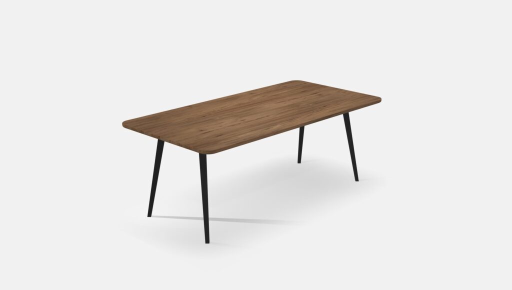 Eettafel Ronde Hoeken Noten Tapse poten 200cm4