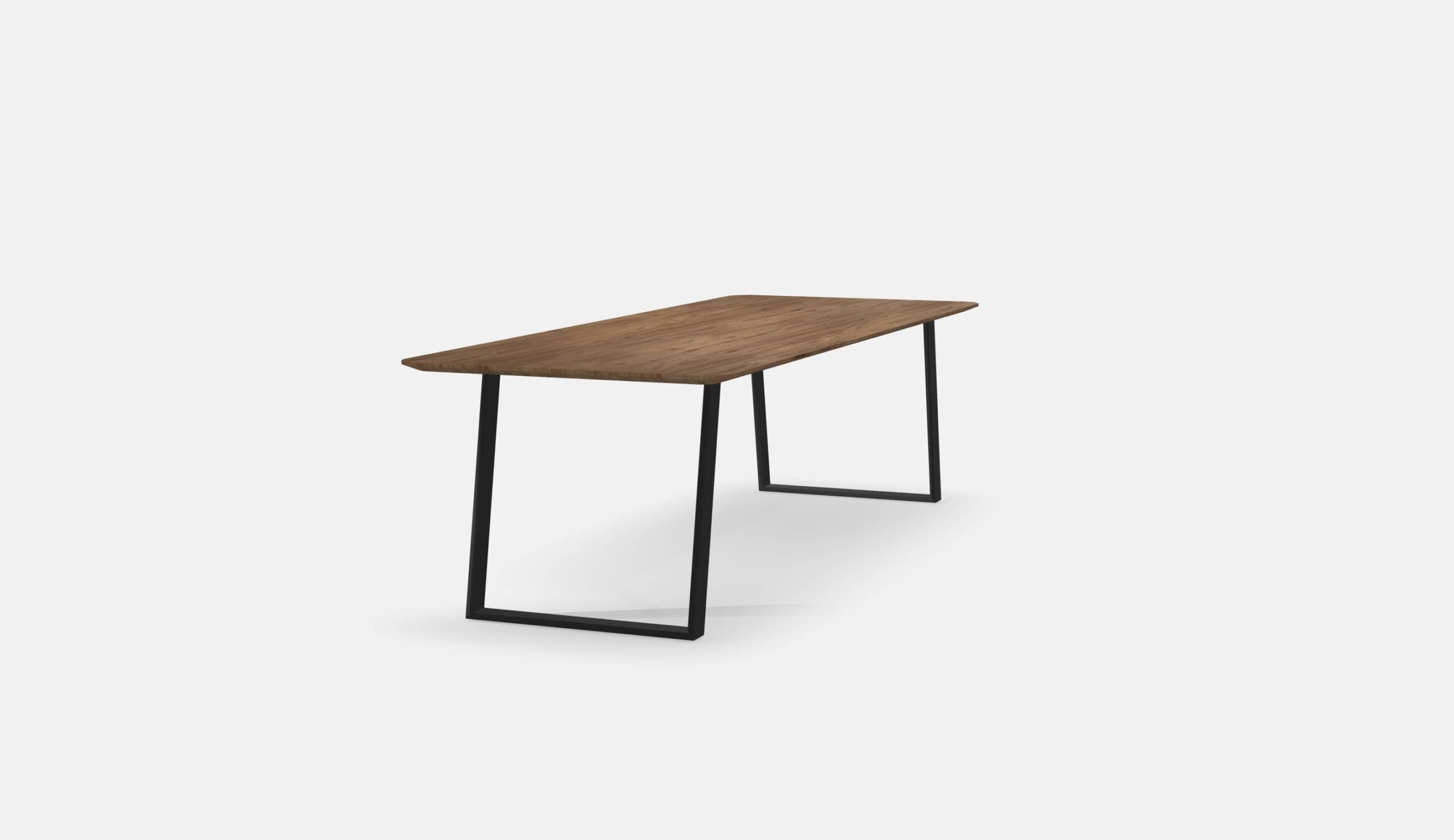 Eettafel Ronde Hoeken Noten U poten schuin 260cm3