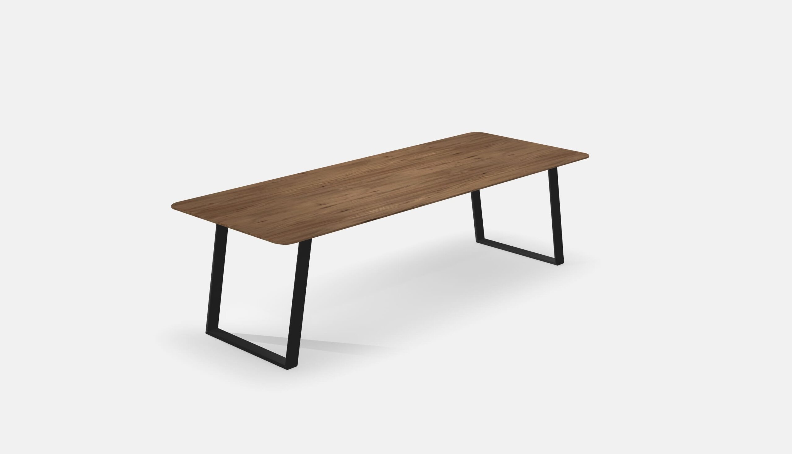 Eettafel Ronde Hoeken Noten U poten schuin 260cm4