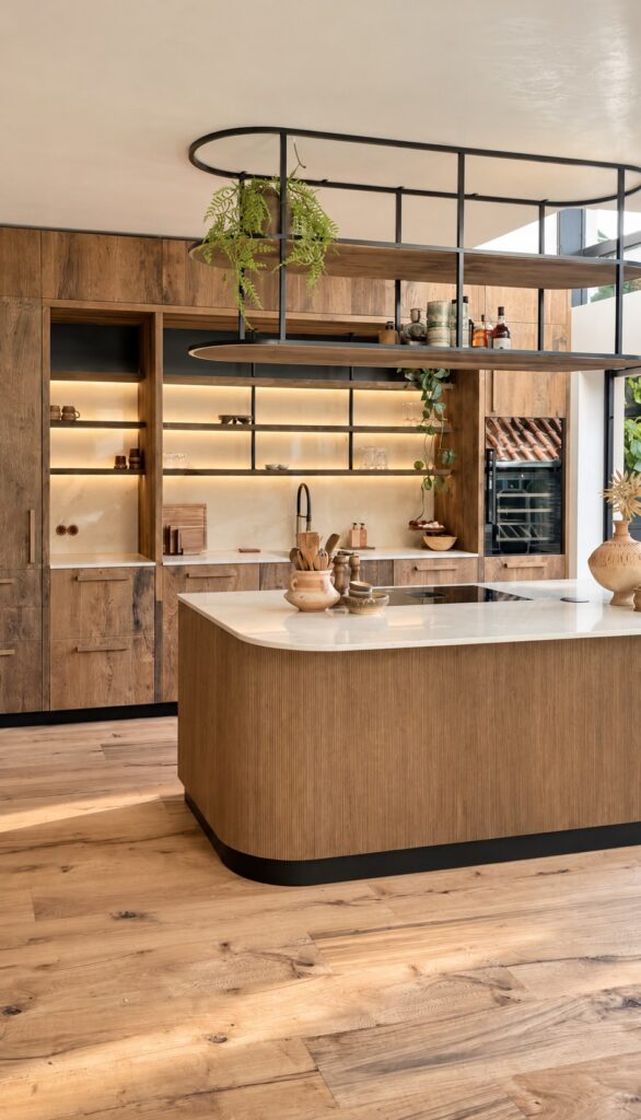 Landelijke keuken industrieel met kookeiland barnwood