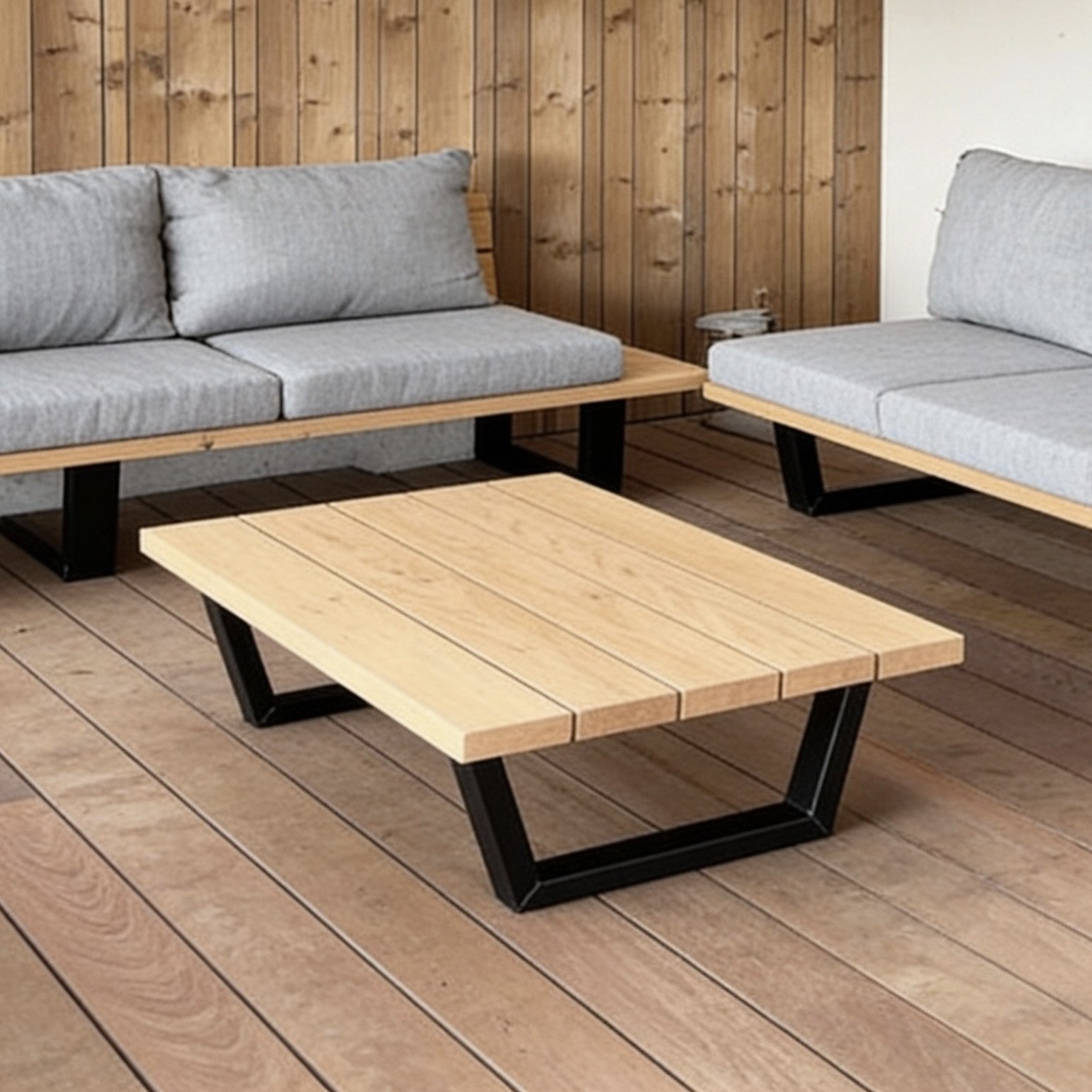 Hocker douglas met stalen onderstel bij loungeset