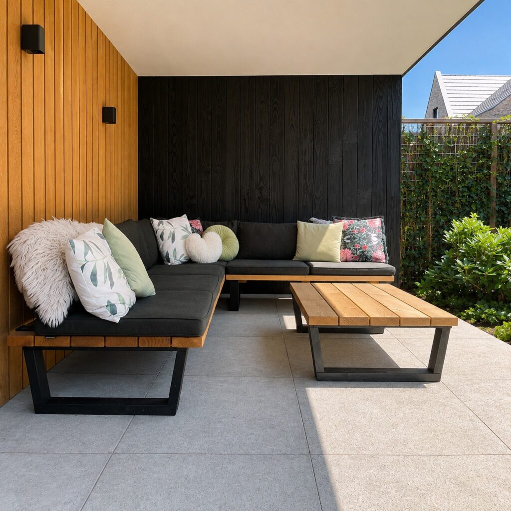 Loungeset van douglas 6 personen met loungekussens