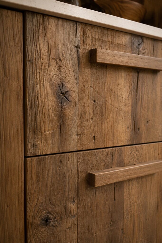 Barnwood keuken fronten met houten greep