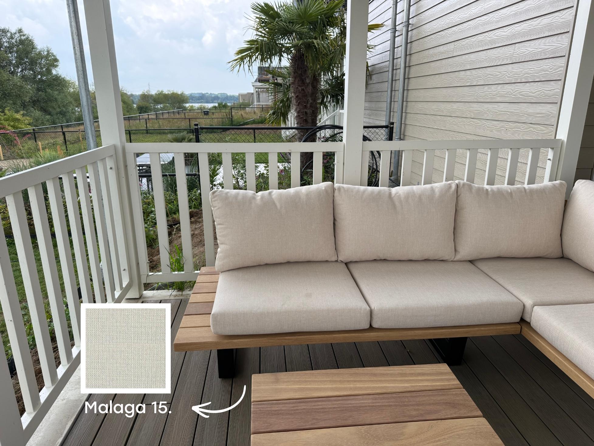 Terras met palmboom veranda terrasinrichting loungeset